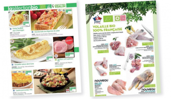 Pages de produits bio tirées de catalogues de distributeurs en CHD.